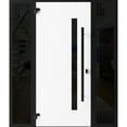 thumbnail image 3 of Front Exterior Prehung Steel Door / Ronex 0144 Grey / 2 Side Exterior Windows Sidelites/ Entry Metal Modern Painted W14+36+14" x H80" Right hand Inswing, 3 of 5