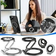 thumbnail image 5 of Uuiauoio Double Sided Magnetic Phone Holder with Metal Plate, 360° Adjustable All Metal Phone Grip Stand, Multifunctional Ring Buckle Mount for Car Dashboard Desktop Office Home Use, 5 of 6