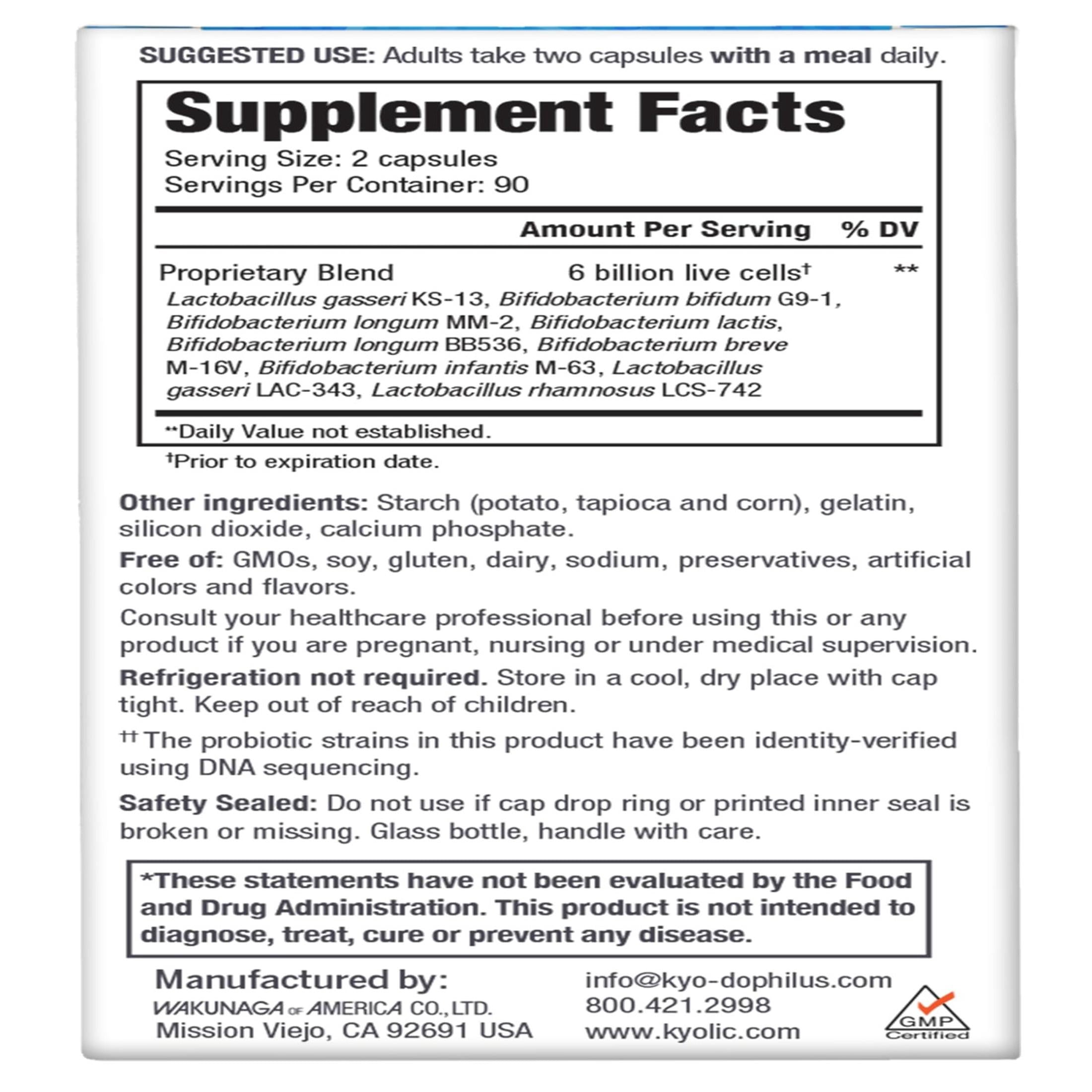 Kyo-Dophilus Multi 9 Probiotic, Strong gut health balance and support*, 180 capsules