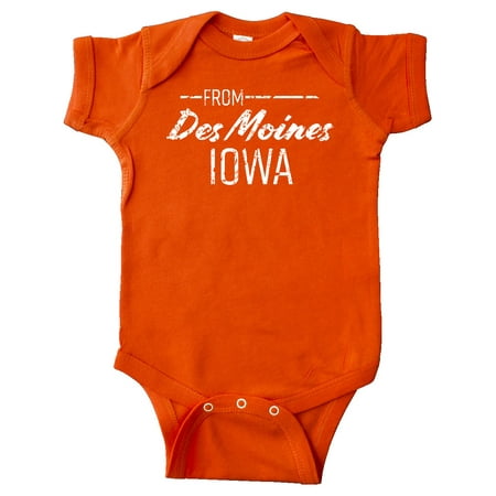 

Inktastic From Des Moines Iowa in White Distressed Text Gift Baby Boy or Baby Girl Bodysuit