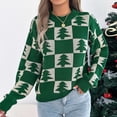 thumbnail image 2 of YDFCWXW Chandail à Carreaux Color Block pour Femmes, Col Rond, Manches Longues, Chaud (Vert, G), 2 of 8