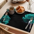thumbnail image 3 of Turquoise Rose Placemats Set of 12, Vintage Flower Garden Abstract Classic Non-Slip Place Mats Washable Table Mats for Kitchen Dining Table Decorations Indoor/Outdoor, 3 of 9