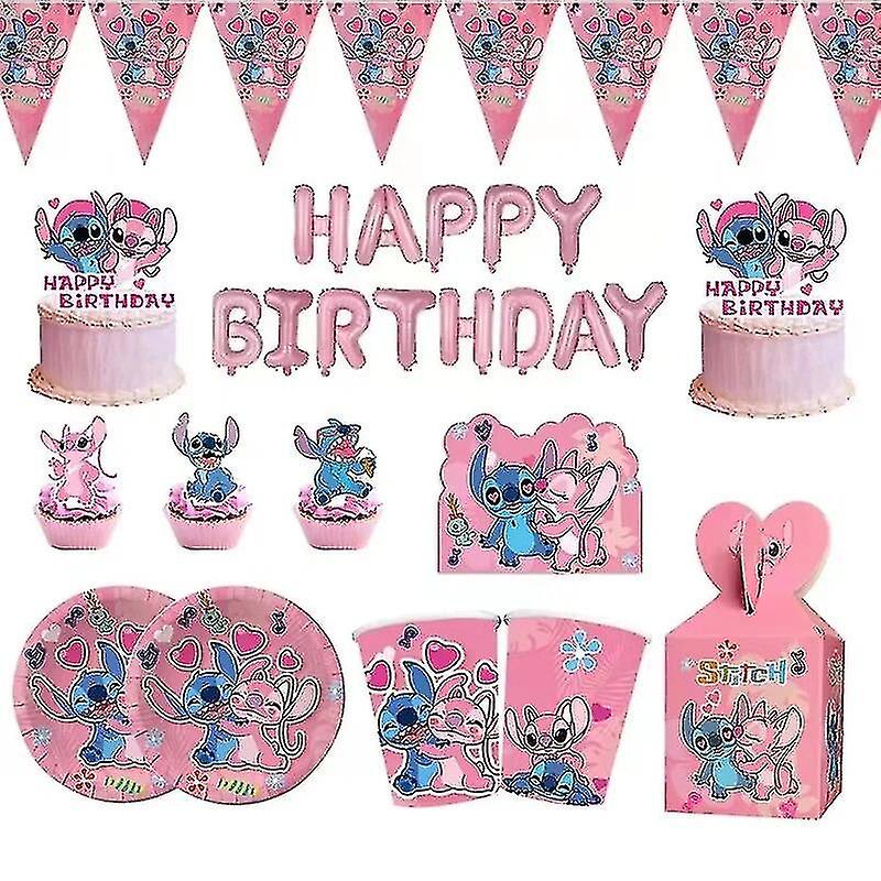 Kit Déco Anniversaire Stitch 52 Pièces - Décoration Fête Enfant 6 Ans Avec Ballons, Nappe Et Décoration Gâteau