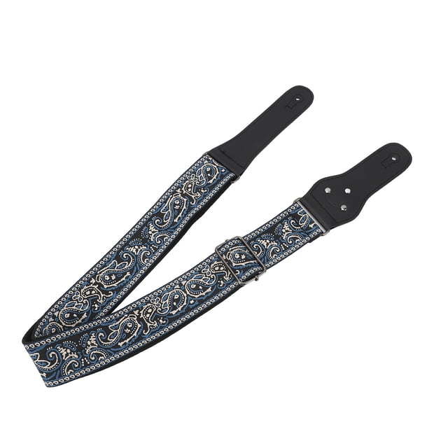 Embroidered Vintage Guitar Strap, Adjustable Wide Shoulder Belt with Reinforced Design, Ideal for Acoustic & Electric Instruments