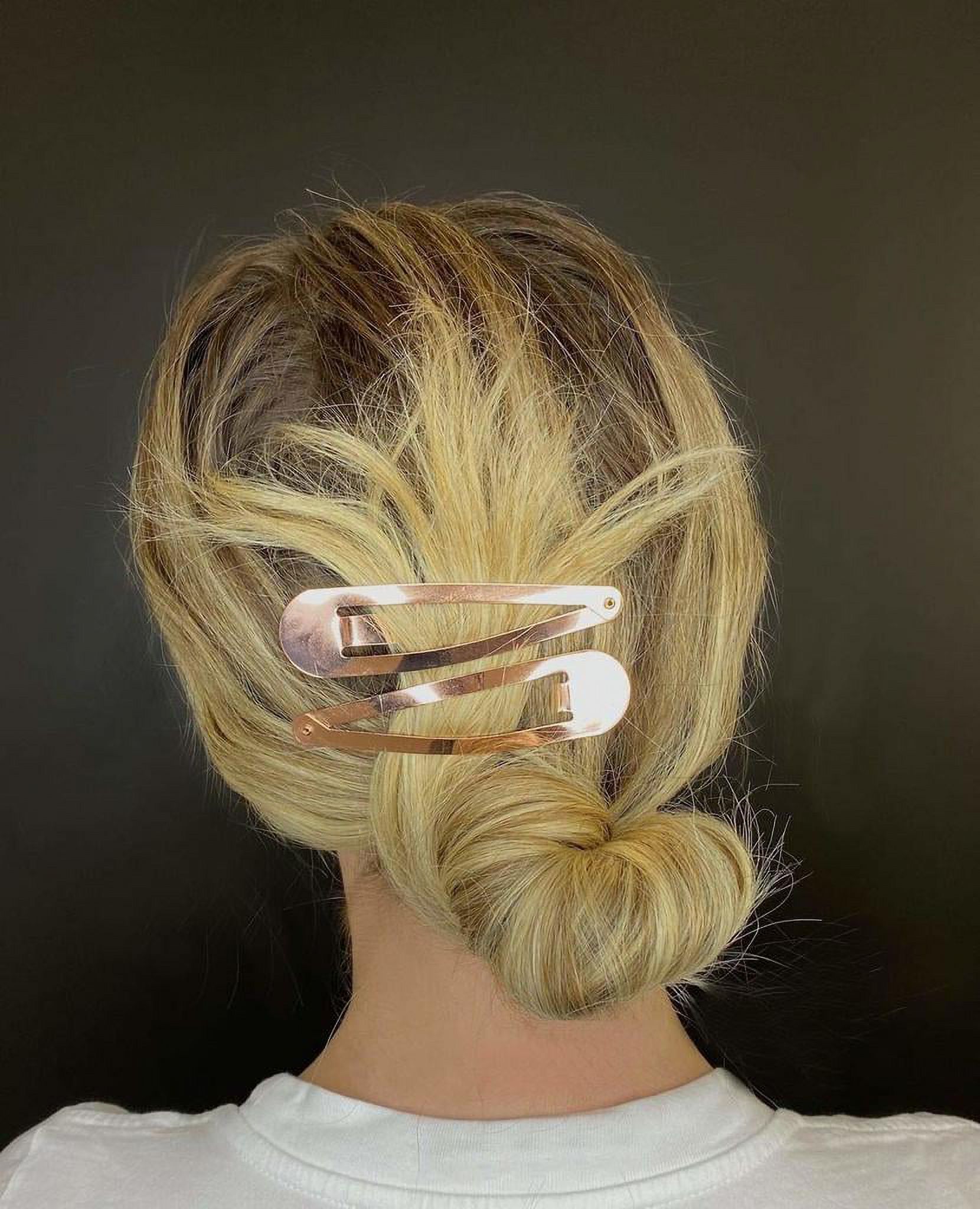Kitsch XL Snap Hair Clips Barrettes for Women, 2 Pack, Rose Gold