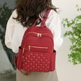 thumbnail image 2 of Stylago Women's Backpack Purse Mini Nylon Quilted Shopping Travel Daypack College Casual Schoolbags with Side Pockets Red, 2 of 4