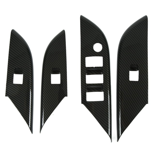 4 Pcs Door Window Control Panel Cover Carbon Fiber Style Window Lifter Decor for Hilux 2015‑2021 LHD