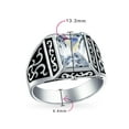 thumbnail image 3 of Bling Jewelry Mens Viking Scroll Emerald Cut CZ Ring Two Tone Oxidized Silver Handmade In Turkey, 3 of 6