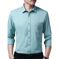 thumbnail image 1 of Camisas ajustadas informales de manga larga para hombre Camisa de vestir con botones sólidos Camisas con cuello vuelto, 1 of 4