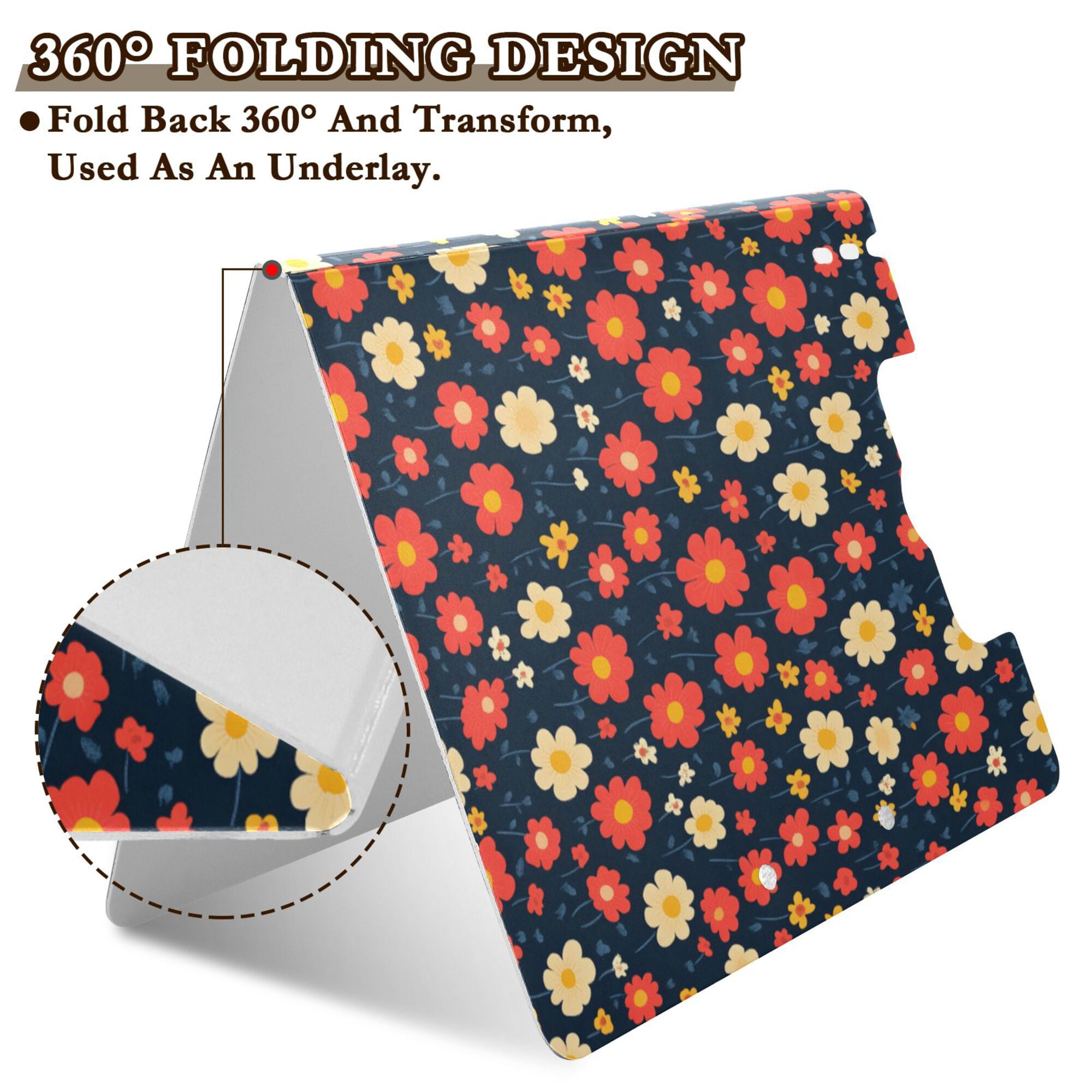 FORMRS A4 Clipboard Folder with Pen Holder Horizontal Foldable School Office Binder, Red Floral