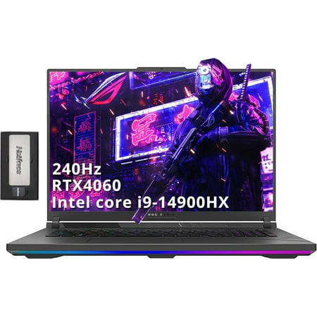 ASUS ROG Strix G18 18" 240Hz QHD Gaming Laptop, Intel i9-14900HX, GeForce RTX 4060 8GB, 32GB DDR5, 1TB SSD, Per-Key RGB Keyboard, Webcam, Wi-Fi 6E, Win 11 Pro, Gray, 256GB Docking Station Set