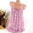 thumbnail image 5 of Summer Savings Clearance LINGLANG Tank Tops For Women O Neck Sleeveless Vest Flower Blouses Tops Printing Tee Camisole Blouse Sleeveless Tops Loose Fit, 5 of 10