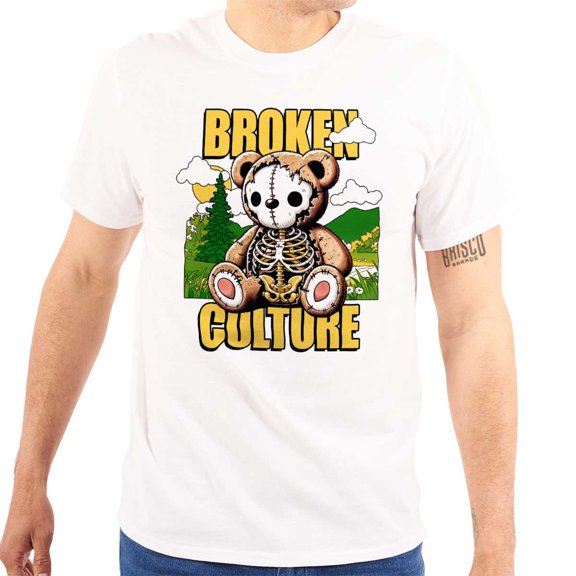 Broken Culture Teddy Bear Skeleton Men's Graphic T Shirt Tees Brisco Brands S