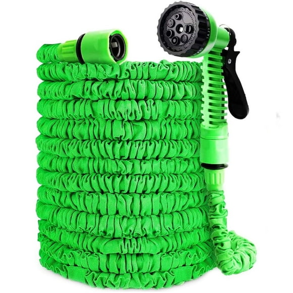 Revolutionary Expandable Garden Hose, Flexible Water Pipe with Triple Layer Latex Core, 7 Function Spray Nozzle, Full Metal Connector, No-Leak Guarantee, Durable Outer Weave, 60M