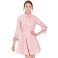 thumbnail image 1 of INSPIRE CHIC Robe-Chemise Patineuse en Coton pour Femmes à Col, Manches 3/4, Boutonnée, 1 of 2