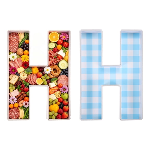 Uxcell Cardboard Letter Charcuterie Board, Reusable Charcuterie Serving Tray with Double-sided Tape for Gender Reveal Birthday Anniversary Wedding Party Decorations, (Letter H, Blue)