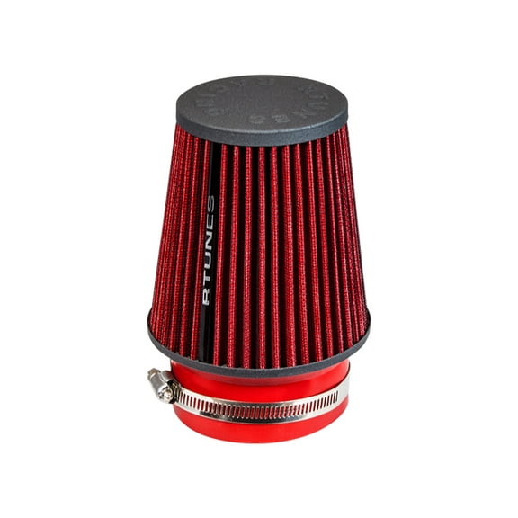 Rtunes Racing RED 3.5" 89 mm Inlet Narrow Truck Cold Air Intake Cone Replacement Performance Washable Clamp-On Dry Air Filter