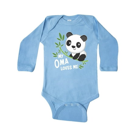 

Inktastic My Oma Loves Me- cute panda Gift Baby Boy or Baby Girl Long Sleeve Bodysuit