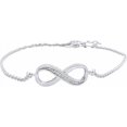 thumbnail image 1 of Natural Diamond Accent Infinity Love Adjustable Bracelet for Women in Sterling Silver (0.02 Cttw, I-J Color, I2-I3 Clarity),7' L +1', 1 of 4