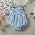 thumbnail image 2 of Zanarzt Infant Girl Summer Outfits Romper Infant Girl Sleeveless Romper Birthday Outfit Cute Girl Summer Clothes Blue,9-12 Months, 2 of 7