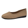 thumbnail image 1 of GPOECD Ballerines Bout Rond Couleur Unie en Maille Tricotée à Enfiler Chaussures Décontractées d'Été Confortables pour Femmes 03_Khaki,42, 1 of 7