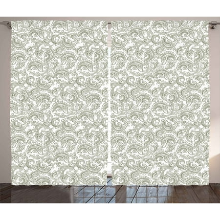 Floral Curtains 2 Panels Set Traditional Indian Damask With