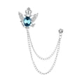 thumbnail image 5 of fenteer 2xSuit Brooch with Chain Alloy Crown Rhinestone Brooches for Coat Shirts and Blue, 5 of 8