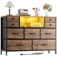 thumbnail image 7 of GIKPAL 9 Drawer Dresser, Dressers for Bedroom TV Stand with Power Outlets LED Lights, Fabric Dresser Chest of Drawers for up to 50" TV, Brown, 7 of 7