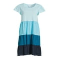 thumbnail image 2 of Time and Tru Women's Short Sleeve Tiered Knit Dress, Sizes XS-XXXL, 2 of 5