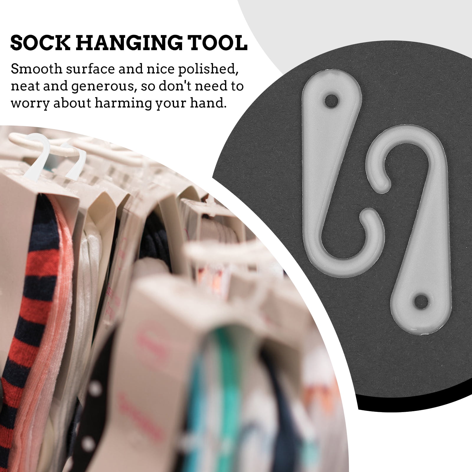 Raindrops 1500 pcs Sock Display Hooks Plastic J-Hooks for Sock Underwear Hat Hanging