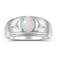 thumbnail image 1 of RYLOS Men's Rings Sterling Silver Classic 8X6MM Oval Gemstone &  Diamond Ring Opal October Birthstone Rings For Man Silver Rings Size 8, 1 of 7