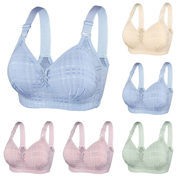 Darzheoy Bras for Women No Underwire Women Bra Casual Sexy Lace Front Button Plus Size Bras Elastic Wirefree Womens Bras 36/80C