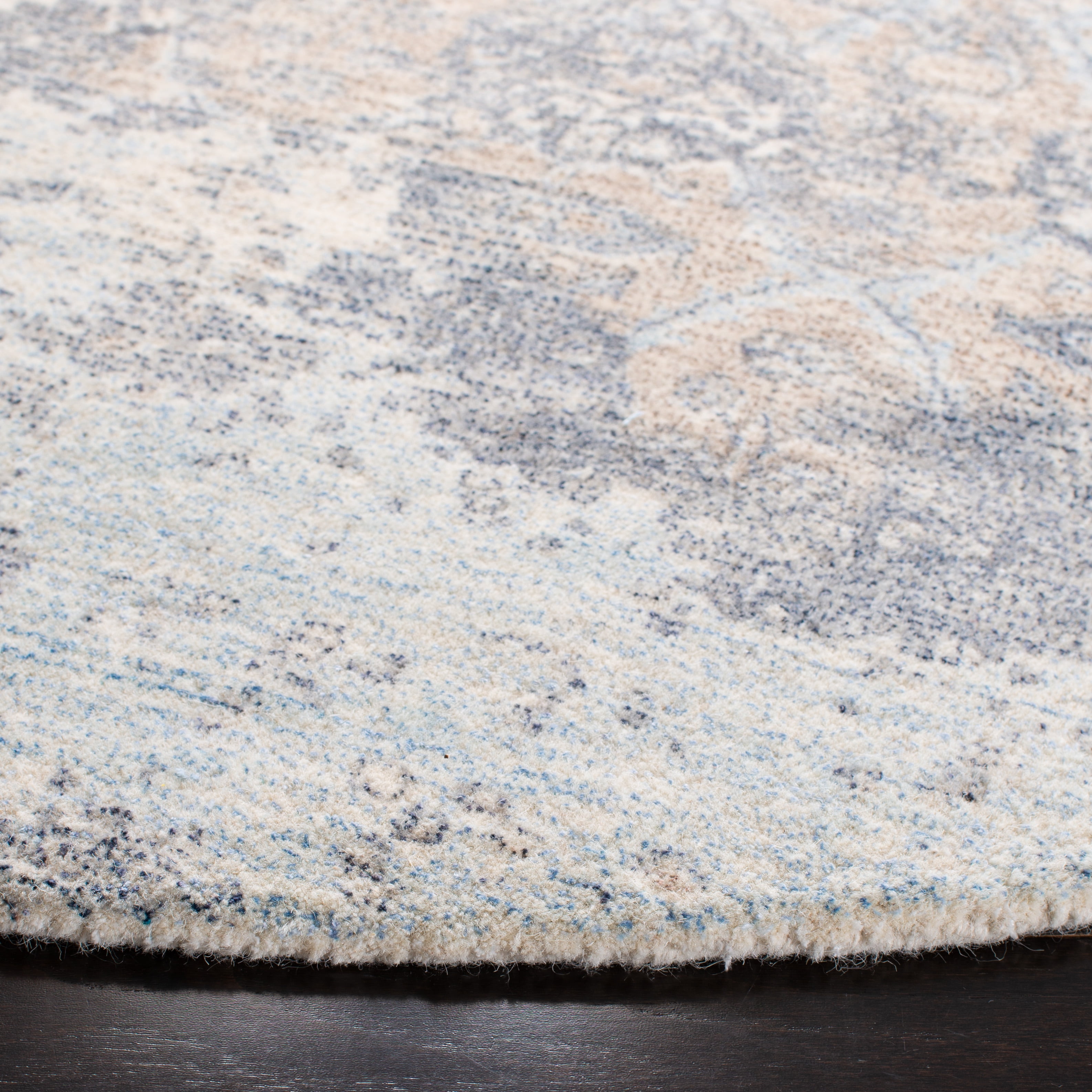 SAFAVIEH Restoration Vintage Lara Abstract Area Rug, Blue/Ivory, 6' x 6' Round