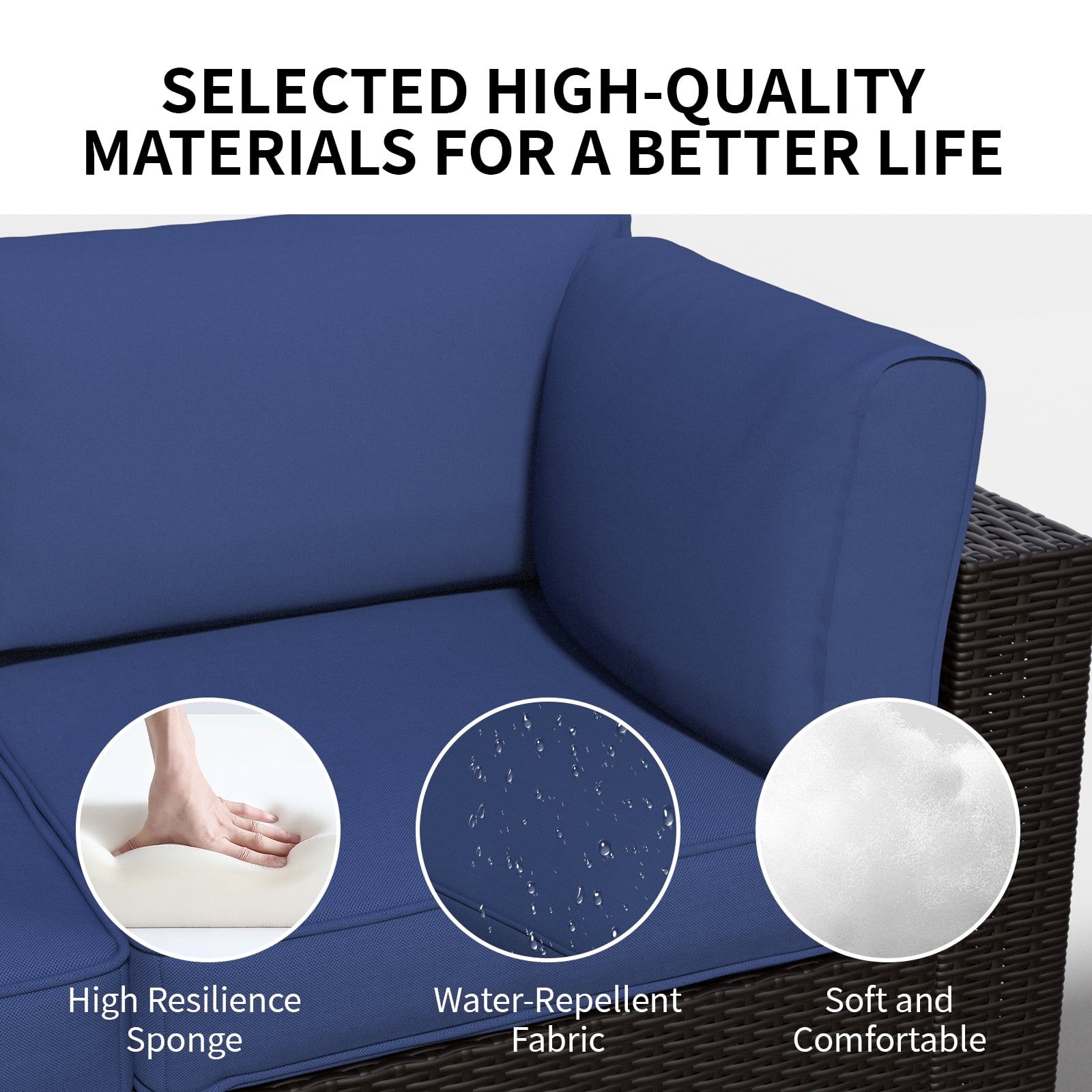 SHGJ&SOFT 7 Piece Patio Furniture Set, Wicker Outdoor Sectional Sofa with Washable Cushion Covers and Tempered Glass Table, Rattan Conversation Set for Poolside, Lawn, Balcony
