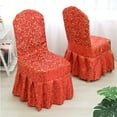 thumbnail image 3 of Chair Covers with Skirt, Stretch Chair Slipcovers Dining Room Chair Covers Washable Chair Protector for Home Wedding Party-red, 3 of 5