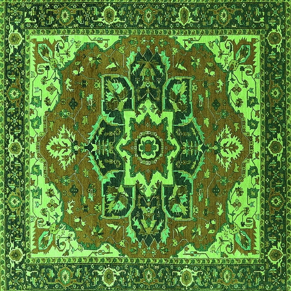 Ahgly Company Indoor Square Persian Green Traditional Area Rugs, 6' Square