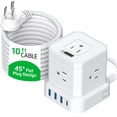 thumbnail image 1 of Tiras de alimentación en forma de cubo con protección contra sobretensiones, cable de extensión de 10 pies con múltiples salidas, 5 enchufes de CA + 3 tiras de alimentación de carga USB con puertos US, 1 of 5