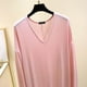 thumbnail image 4 of Camisón largo para mujer, color liso, cuello en V, manga larga, para el hogar, 4 of 6