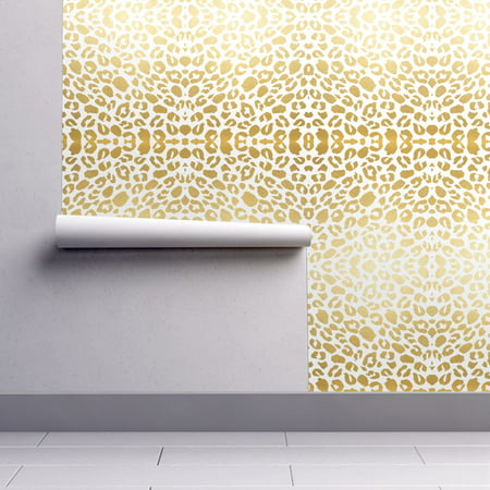 Peel-and-Stick Removable Wallpaper Gold Leopard Print Gold Animal Print