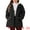 Black, variant on Women's Plus Size Faux Lamb Fur Leather Button Down Hoodie Coat 3X Pink