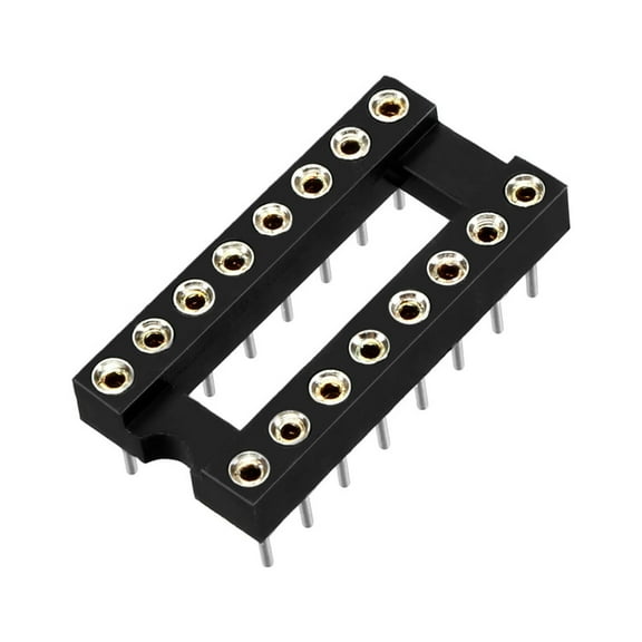 Uxcell 10pcs 7.6 Row Pitch 2 Row 16 Round Pins DIP IC Chip Socket Adaptor