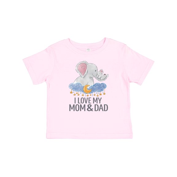 Inktastic I Love My Mom and Dad Cute Elephants in Night Sky Boys or Girls Baby T-Shirt
