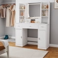 thumbnail image 6 of The white vanity with LED mirror is equipped with a hair dryer rack, and the vanity in the bedroom and dressing room is equipped with a dressing pad, 6 of 7