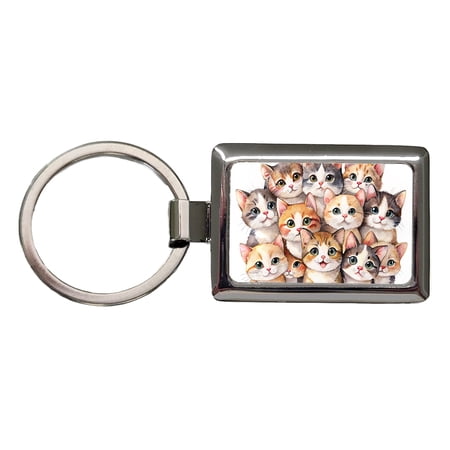 Sweet Munchkin Cats Metal Rectangle Keychain