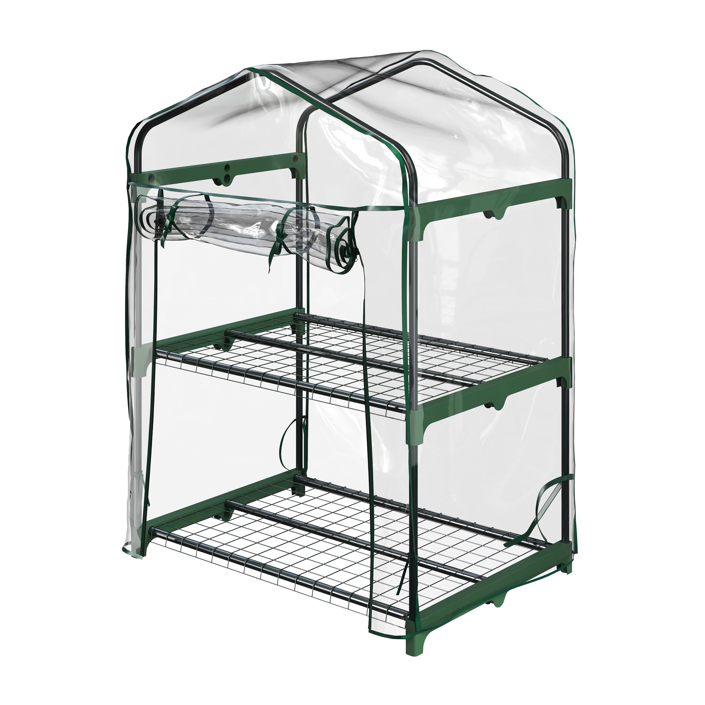 Home-Complete 2 Tier Mini Greenhouse with Steel Frame and PVC Cover