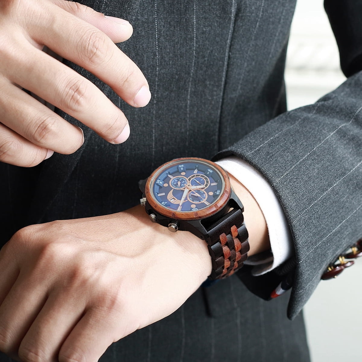 Luxury Retro Timepiece Quartz Movement, Elegant Watch for Men, Durable and Precise Timekeeping, Wooden Round Dial Mechanical Watch, Wooden Strap, Classic Vintage Style