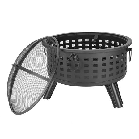 22" - 32" Outdoor Fire Pit Patio Firepit Bowl Fireplace Steel Wooden Heater