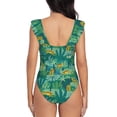 thumbnail image 6 of Yiaed Jungle Leopard Print Women's Ruffled One Piece Swimsuit V Neck Swimwear Slimming Monokini for Woman-X-Large, 6 of 8