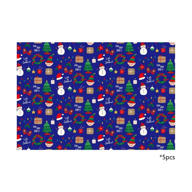 C Christmas Gift Wrapping Paper Set Of 5 Sheets With Multiple Patterns Like Santa And Trees For Easy Wrapping And Enhancing Christmas Mood