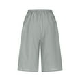 thumbnail image 5 of Running Shorts for Women New Bermuda Shorts for Women Cotton Linen Short with Pockets Knee Length Straight Leg Casual Loose Short Pants Summer Gray XXL, 5 of 6
